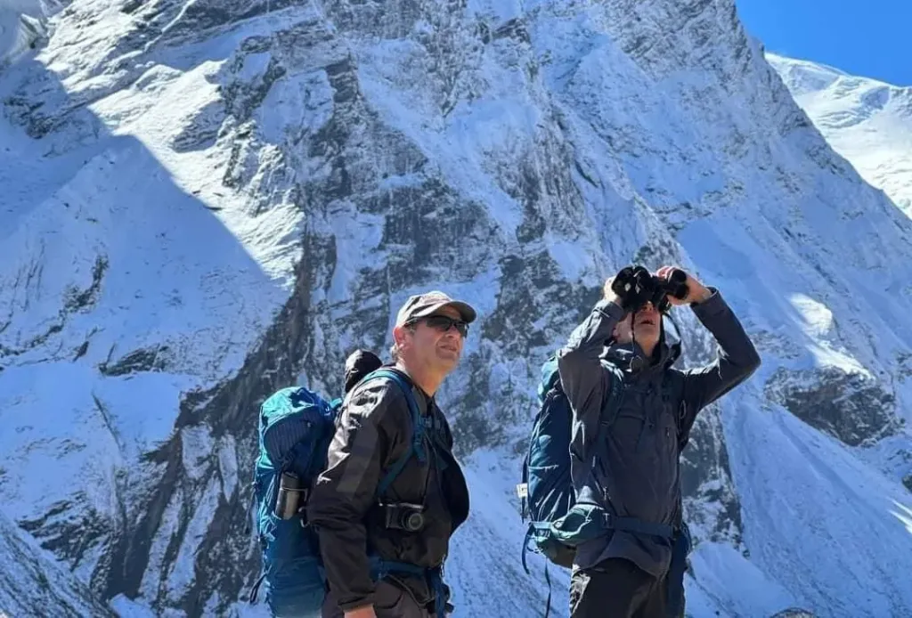 Trekkers enjoying the Manaslu Base Camp, during Manaslu Circuit Trek, organized by North Nepal Trek.